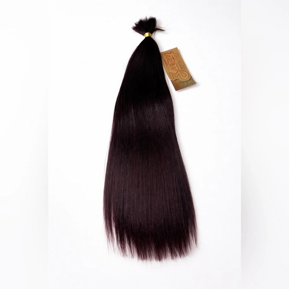 Zury 100% Human Hair Micro Yaki Bulk  Hair Extension 24” – T Black Balayage wine